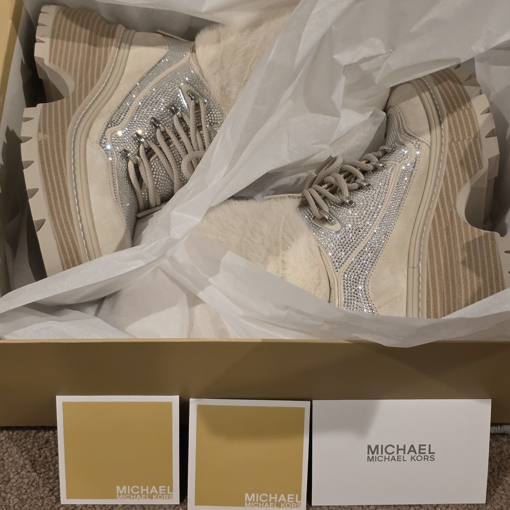 Michael Kors Beige and Silver Sequin Boots